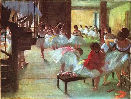 L’École de danse (1879-1880), huile sur toile, 42&nbsp;×&nbsp;49&nbsp;cm, Washington, Corcoran Gallery of Art.