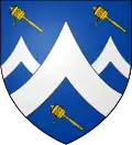 Blason d'Edmund Hillary avec des moulins à prières et des montagnes.