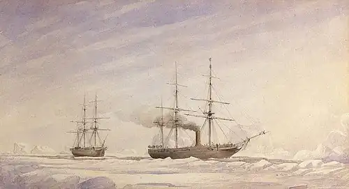 Deux navires dans la baie de Melville par Edward Augustus Inglefield.
