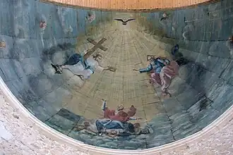 Peinture au plafond du XIXe&nbsp;siècle Saint Pierre montant au ciel.