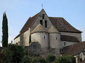 Vue de l'église Saint-Germain de Creysse et de son abside double.