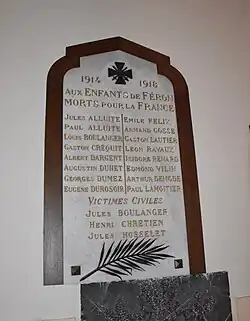 Plaque hommage 14-18.