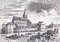 Gravure de 1860, avec l'église fortifiée de Târgu Mureș.