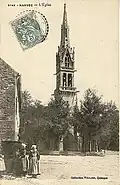 L'église d'Hanvec au début du XXe&nbsp;siècle (carte postale Villard).