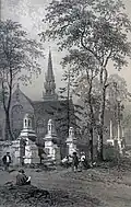 L'église de Pencran (dessin d'Eugène Cicéri, 1867).