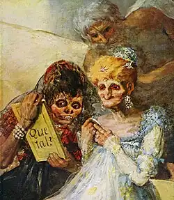 Détail du tableau "Les Vieilles" du peintre espagnol Francisco de Goya.