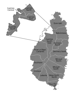 Carte des circonscriptions électorales de Sainte-Lucie