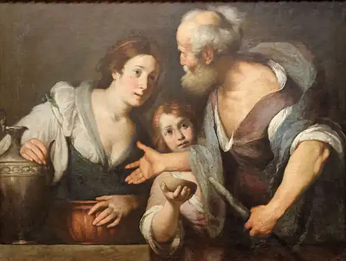 Élie et la pauvre veuve de Serepta, Bernardo Strozzi (v. 1640).