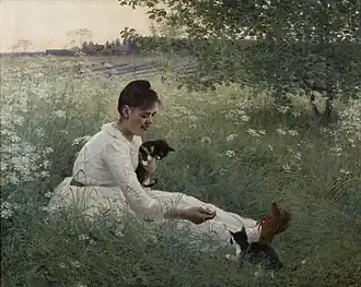 Fille avec des chats dans un paysage d'été, 1892UPM-Kymmene Cultural Foundation