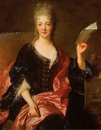 Portrait d'Élisabeth Jacquet de La Guerre, par François de Troy, fin du XVIIe&nbsp;siècle ou début du XVIIIe&nbsp;siècle.