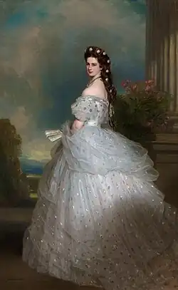 L'impératrice d'Autriche habillée par Worth.Portrait par Winterhalter, 1865.