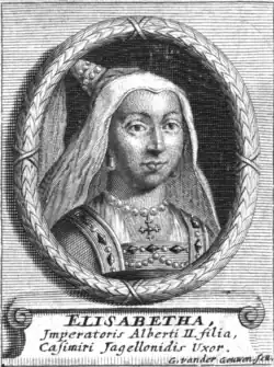 Dessin représentant Élisabeth, fille d'Albert II et femme de Casimir IV Jagellon.