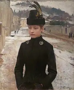 Jeune Nancéienne dans un paysage de neige, Émile Friant, 1887.