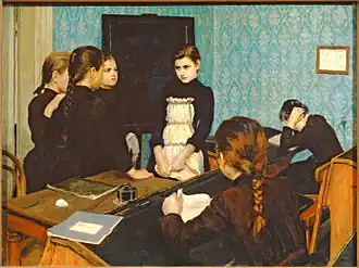 La nouvelle à l'école (1892), huile sur toile (galerie Tretiakov).