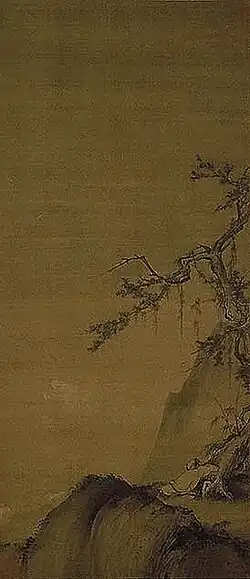 Paysage automnal, diptyque des Paysages d'automne et d'hiver attribué à l'empereur Huizong (1082-1135). Konchi-in, Kyoto.