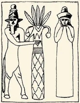 Enlil et Ninlil sur une sculpture murale du 2e millénaire av. J-C à Suse (Iran) (Musée du Louvre)