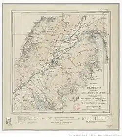 La carte topographique avec courbes de niveau couvre le bas du glacier des Bossons, la vallée de Chamonix et le bas de la Mer de Glace