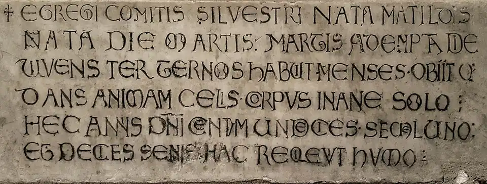 Epitaphe de Mathilde, fille de Sylvestre de Marsico