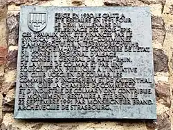 Plaque commémorative du monument du Galtz