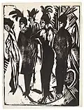 Cinq cocottes, gravure sur bois 1915