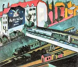 Route et voie ferrée, 1914, Huile, 71 × 81&nbsp;cm.