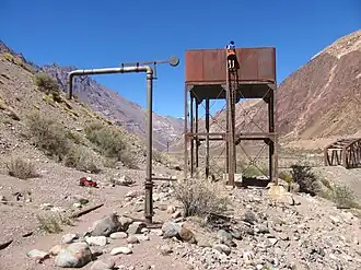 Réservoir à eau pour le train entre Polvaredas&nbsp;(es) et Uspallata