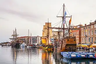 El Galéon,La Grace  et la  Santa Maria amarrés au Quai Général Durand. Escale a Séte 2022