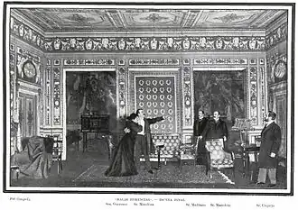 Scène finale de Malas herencias, avec María Guerrero. Photographie de Manuel Compañy (vers 1903)