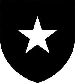 "Armoiries du royaume d'Arnor : Étoile d'argent à cinq branches sur champ de sable"