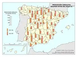 Carte de la production céréalière (1882-1890).