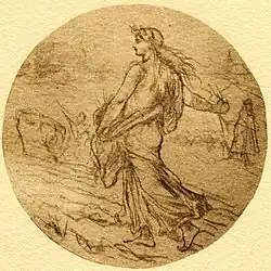 Projet de médaille pour le ministère de l'Agriculture, esquisse au fusain (vers 1887).