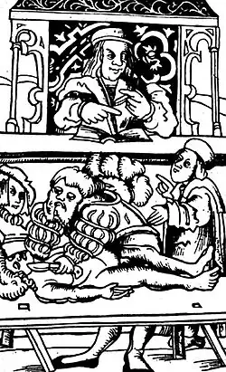 Estampe d'un théâtre anatomique démontable.