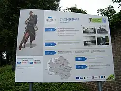 Panneau explicatif sur la commune pendant la Grande Guerre.
