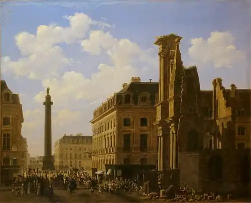 La Place Vendôme et la rue de Castiglione avec les ruines de l'église des Feuillants (1808), Paris, musée Carnavalet.