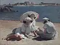 Les trois petites sur la plage du Lohic, Port-Louis, 1922.(97 × 130&nbsp;cm)