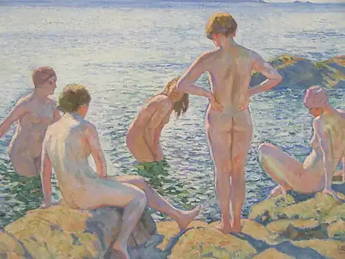 Les baigneuses de T. van Rysselberghe (1910) (Mu.Zee, Ostende).