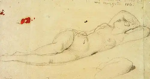 Ingres, étude pour La Dormeuse de Naples datée de 1808 (musée Ingres, Montauban).
