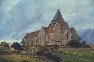 Eugène Isabey : Église de Varengeville (Musée du Louvre) [détail].