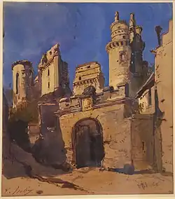 Eugène Isabey, Château de Pierrefonds en ruine.