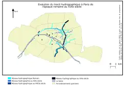 Evolution du tracé hydrographique à Paris de l'époque romaine au XIXème siècle