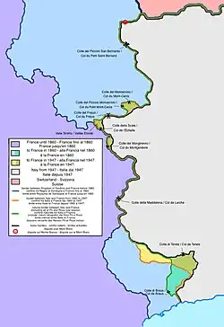 Évolution de la frontière entre la France et l'Italie de 1859 à 1947