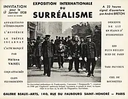Carton d'invitation à l'Exposition Internationale du Surréalisme (Paris 1938) avec une photo d'Enigmarelle