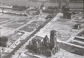 paysage urbain avec une église et la rivière en arrière-plan