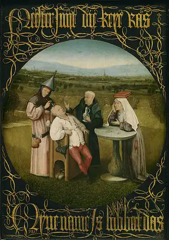 Hieronymus Bosch, L’Extraction de la pierre de folie. Musée du Prado, Madrid.