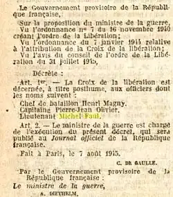 Extrait J.O 10 août 1945