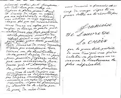 Page d'écriture automatique signée par sœur Françoise