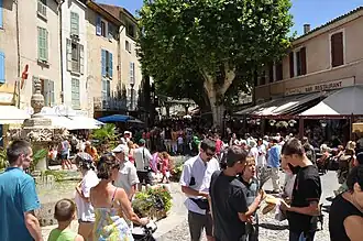 Fête de la lavande sur la place de la Grande Fontaine.