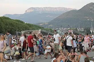 Pelouse du Pâquier qui accueille les tribunes et les places libres (août 2018).