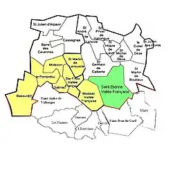 carte plaçant Saint-Étienne dans la communauté de commune