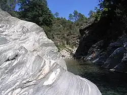 Micaschistes quartzeux (Le Martinet, Saint-Étienne-Vallée-Française).